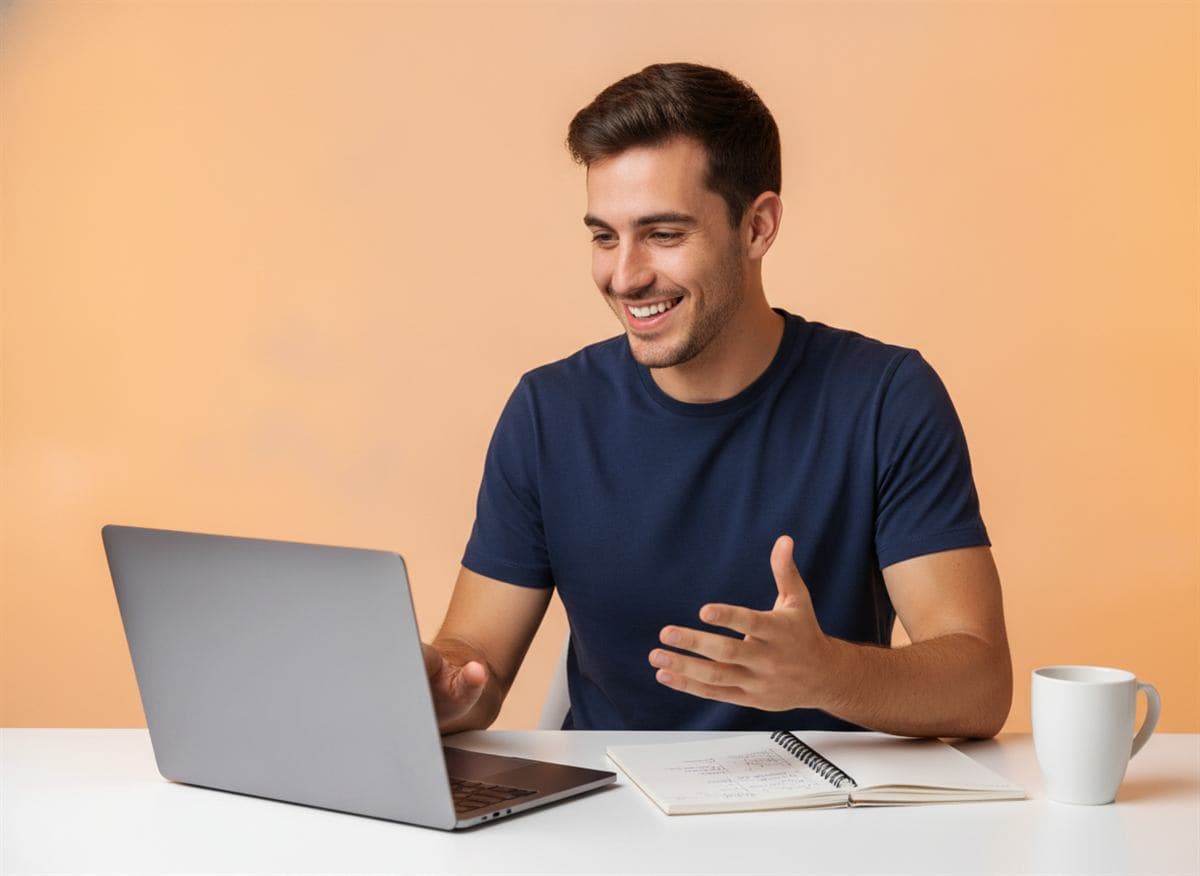 Profesor dando una clase particular online